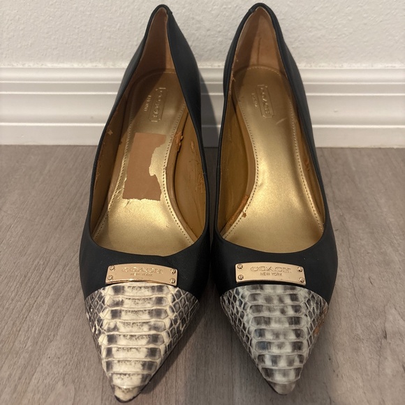 Coach Black Leather/Snakeskin Heels - Picture 1 of 3